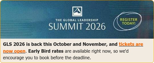 The Global Leadership Summit 2026GLS 2026 is back this October and November, and tickets are now open. Early Bird rates are available right now, so we'd encourage you to book before the deadline.